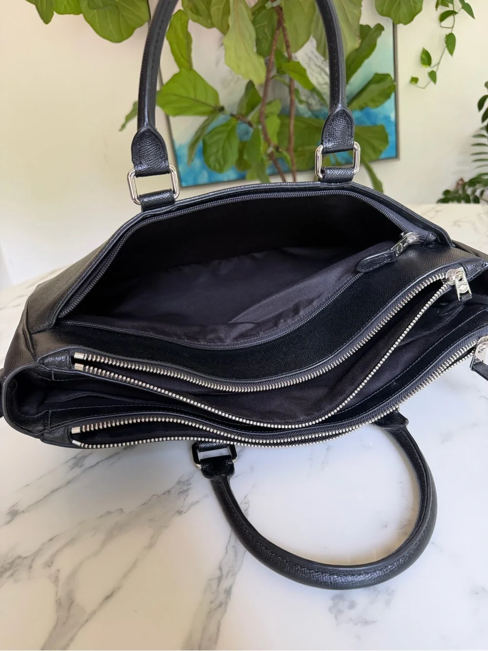 Coach Perry Metropolitan Tote Briefcase Laptop Bag in Black Leather F59141